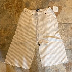 Ellen Tracy Linen Striped Wide-Leg Pants